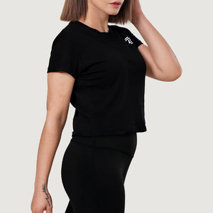 Jet Black Cotton Women's Crop Top