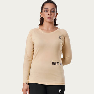 Tan Full sleeves Women's cotton tee