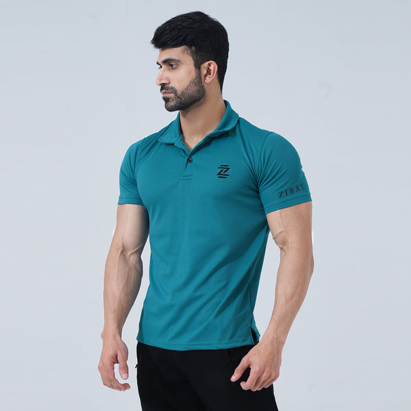 Sea Green Classic Fit Mesh Polo