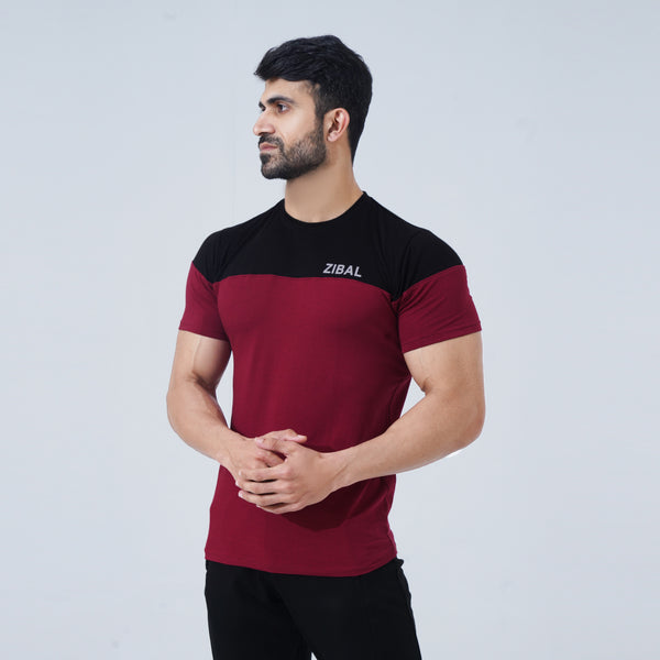 Maroon & Black Lycra Tee