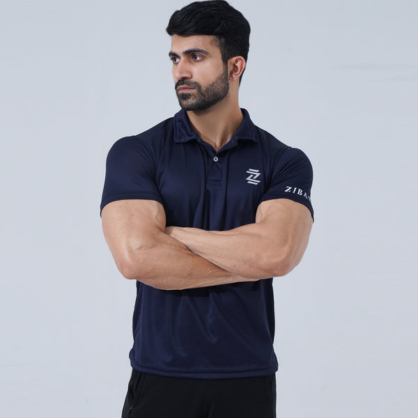 Navy Classic Fit Mesh Polo