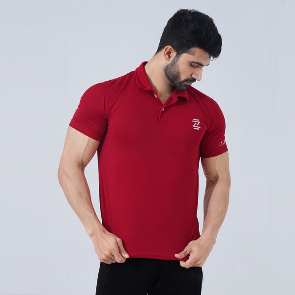 Red Classic Fit Mesh Polo