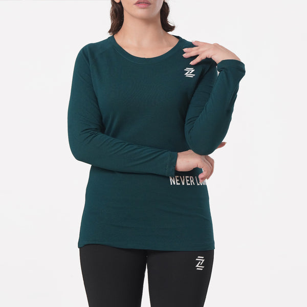 Forest Green full sleeves Women's cotton tee