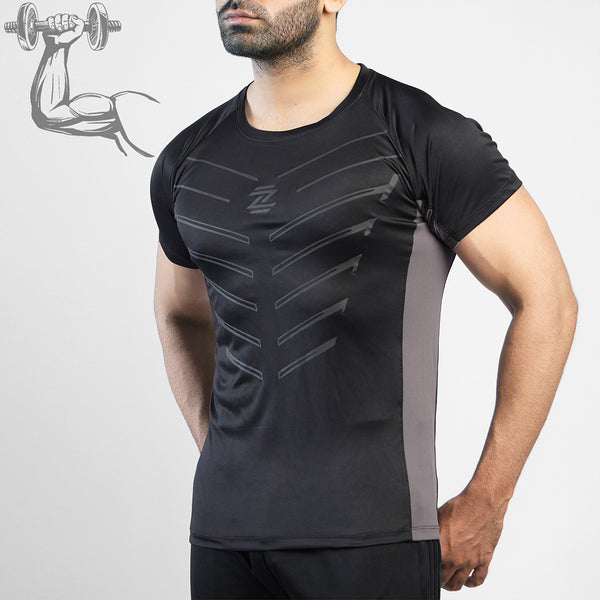 Black Muscle-Max Performance tee with grey panels