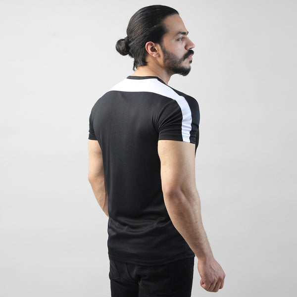 Black Performance Tee with White Panel