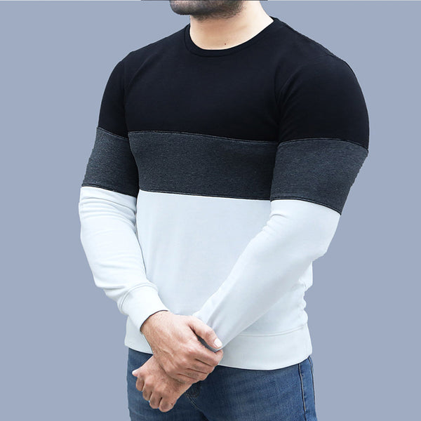 Black, Charcoal & White Three Tone Sweat Shirt