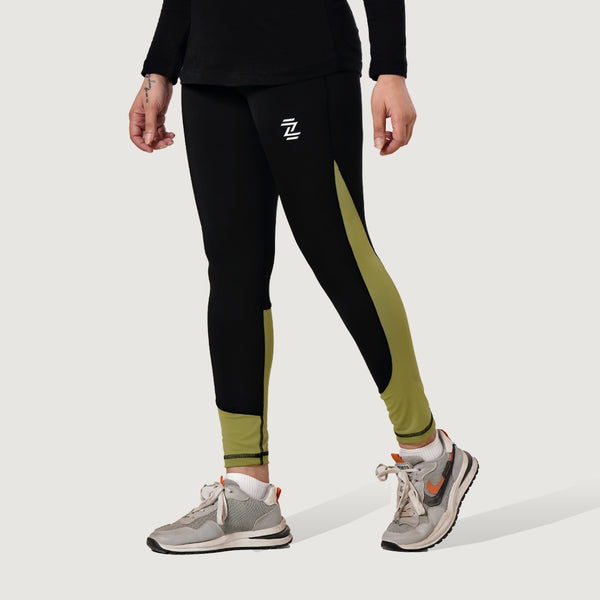 Mate black Legging With Green Pannels