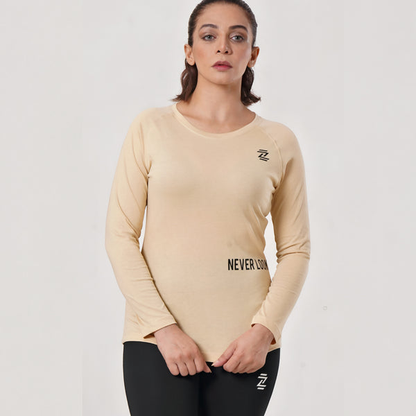 Tan Full sleeves Women's cotton tee