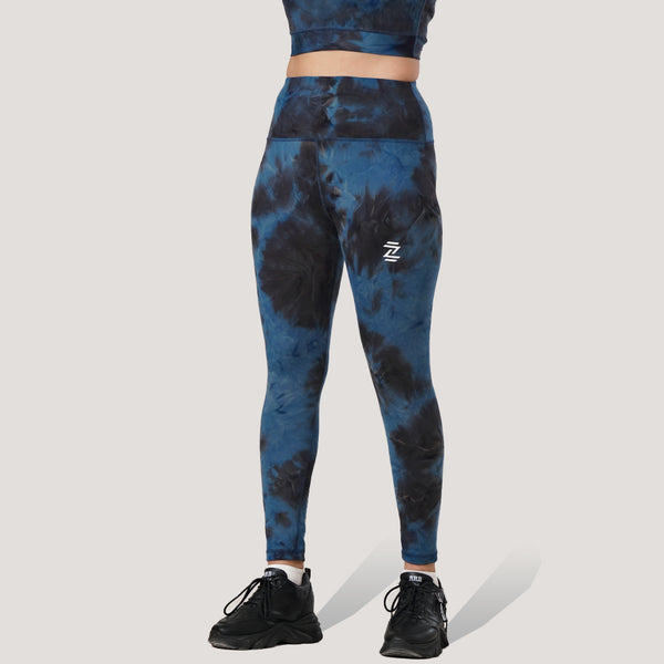 Blue Tie Dye semi seamless legging