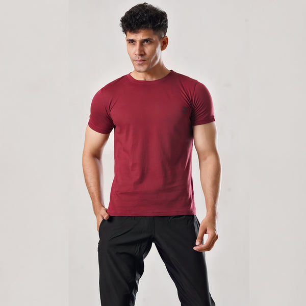 Maroon Cotton Men's Tee