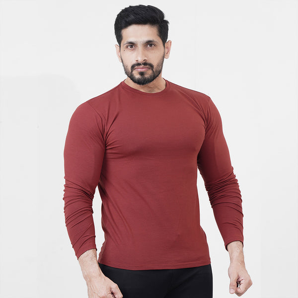 maroon Lycra Full Sleeve Tee