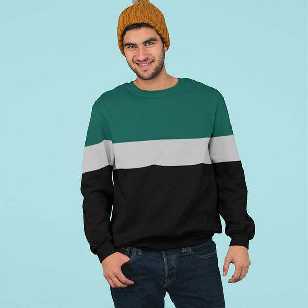 Green, Grey & Black Pannel Sweat Shirt Unisex Fit