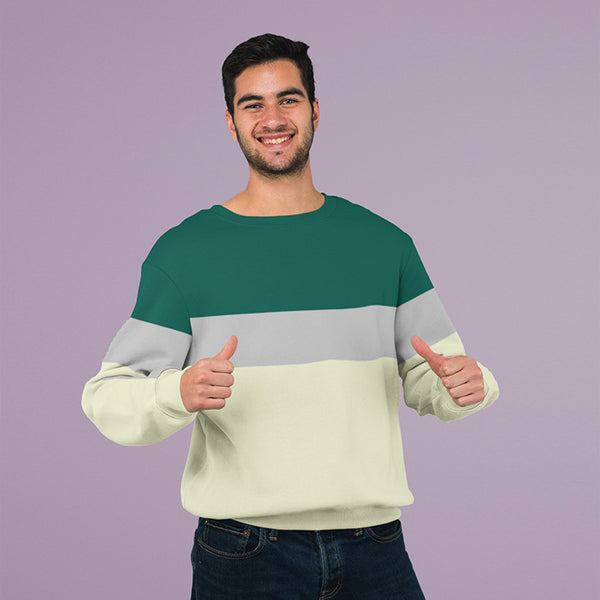 Green, Grey & Skin Pannel Sweat Shirt Unisex Fit