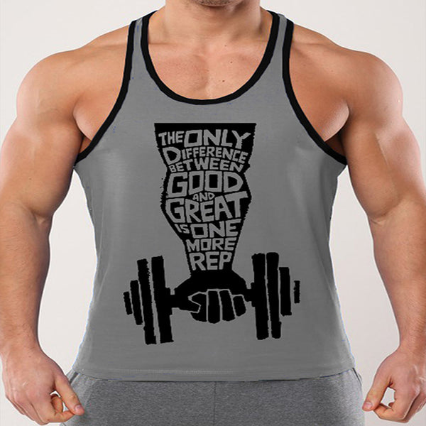 Grey One More Rep Tank with Black Piping