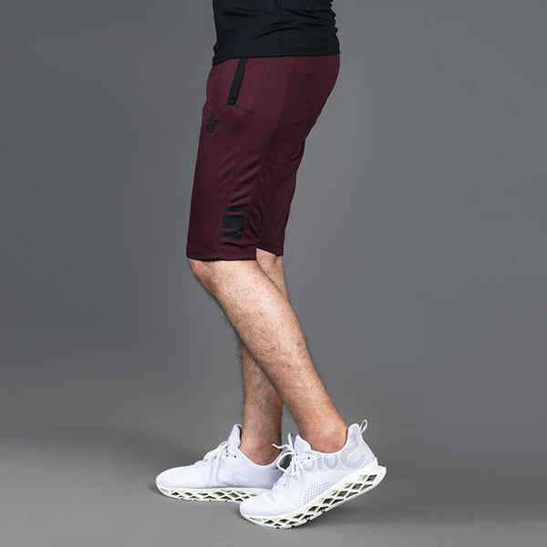 Maroon Quick Dry Shorts With 3 Black Stripes