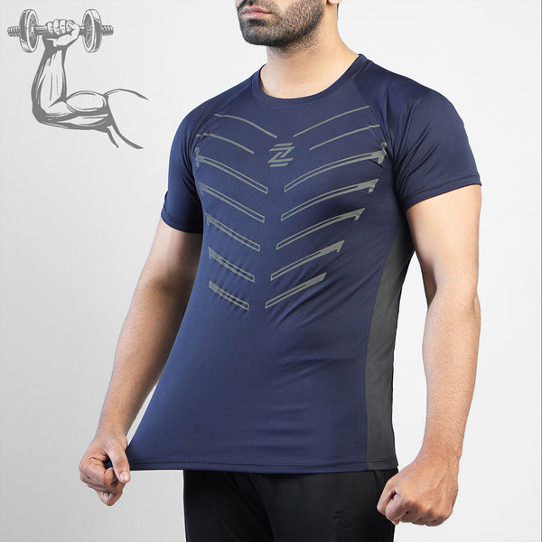 Navy Muscle-Max Performance tee with grey panels