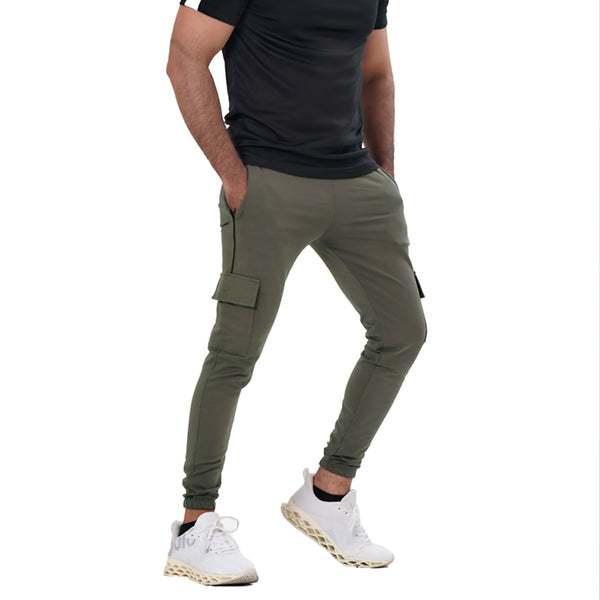 Olive Cargo Pocket Performance Gym Men's Trousers