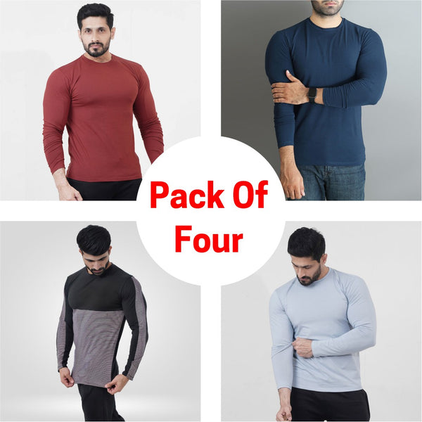 Pack Of 4 Lycra Full Sleeve Tee Ultra