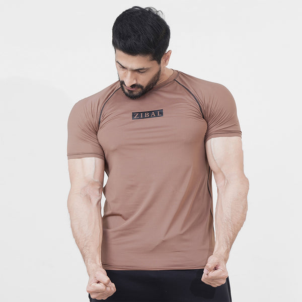 Revolve Compression Tee in Tan brown