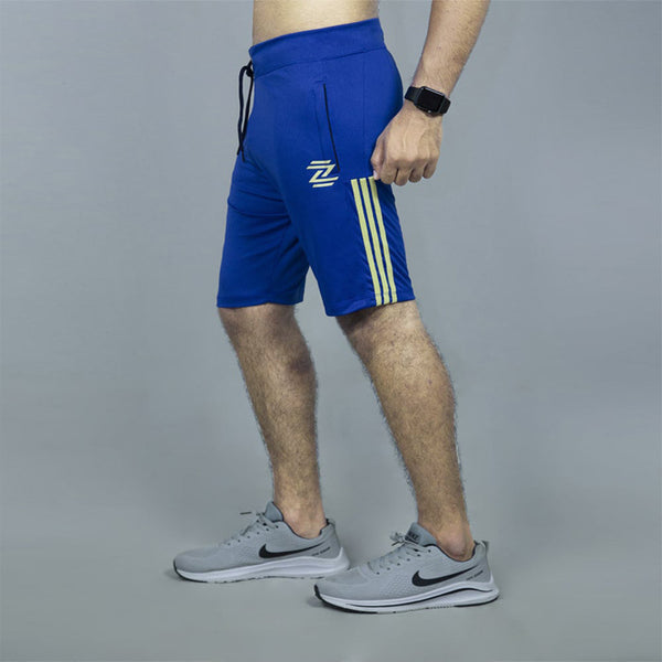 Royal Blue Quick Dry Shorts With 3 Stripes & Back Panels