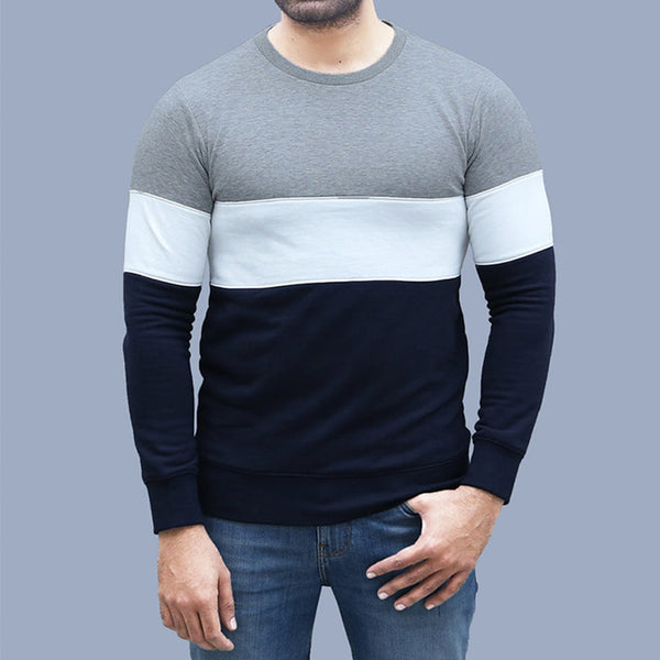 Grey, White & Navy Three Tone Sweat Shirt