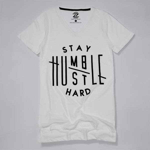 Stay Humble Hustle Hard Women V-Neck Tee