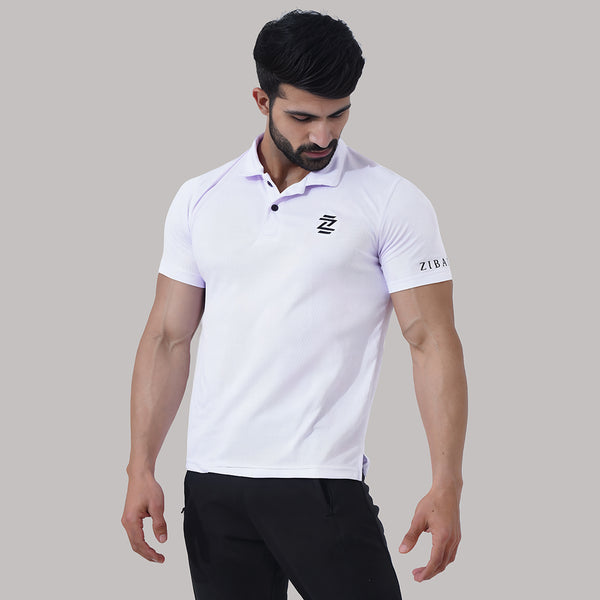 White Classic Fit Mesh Polo