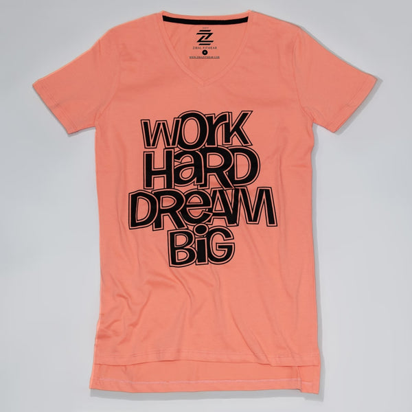 Work Hard Dream Big Women V-Neck Tee